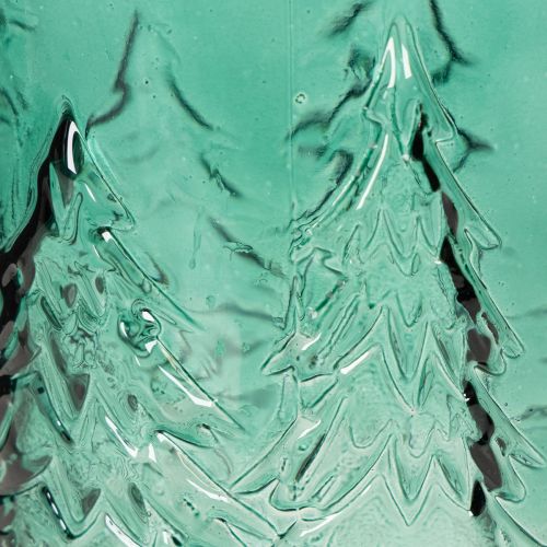 Porte-bougie chauffe-plat en verre orné de sapins en relief, décoration de Noël, 16 cm | Floristik24.be