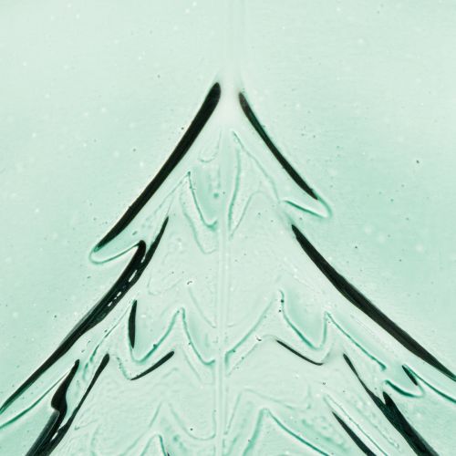 Porte-bougie chauffe-plat en verre orné de sapins en relief, décoration de Noël, 16 cm | Floristik24.be