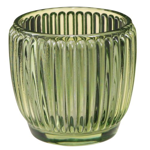 Floristik24 Lanterne photophore verre vert rétro Ø7cm H7cm 6 pcs