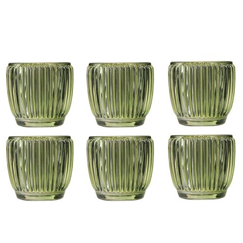 Article Lanterne photophore verre vert rétro Ø7cm H7cm 6 pcs