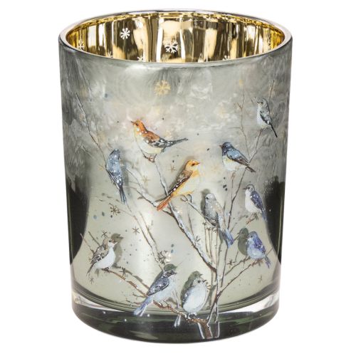 Bougeoir à motifs d'oiseaux, style hivernal, finition brillante, 12 cm acheter | Floristik24.be