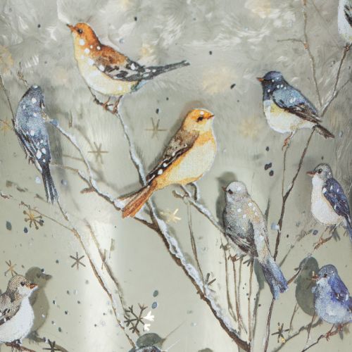 Bougeoir à motifs d'oiseaux, style hivernal, finition brillante, 12 cm | Floristik24.be