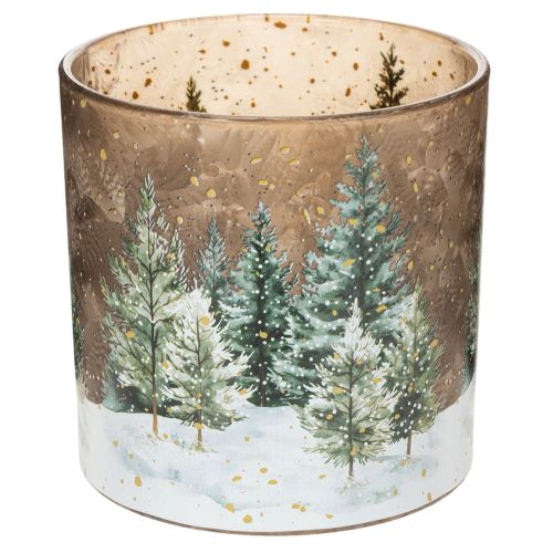 Porte-bougie chauffe-plat en verre, motif forêt de sapins, décoration hivernale, 15 cm acheter | Floristik24.be