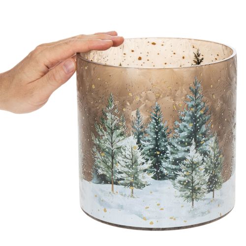 Porte-bougie chauffe-plat en verre, motif forêt enneigée, décoration de Noël, 20 cm | Floristik24.be