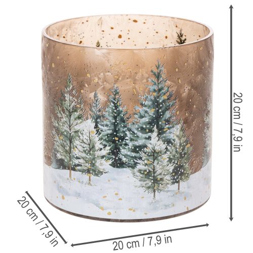 Porte-bougie chauffe-plat en verre, motif forêt enneigée, décoration de Noël, 20 cm | Floristik24.be