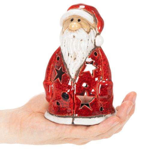 Figurine décorative de Père Noël servant de porte-bougie chauffe-plat avec étoiles, décoration de table, 15 cm | Floristik24.be