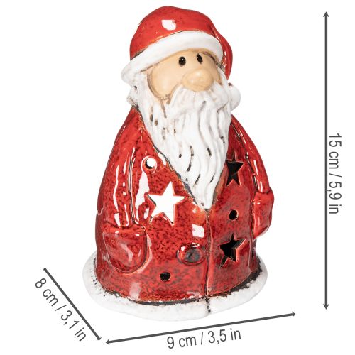 Figurine décorative de Père Noël servant de porte-bougie chauffe-plat avec étoiles, décoration de table, 15 cm | Floristik24.be