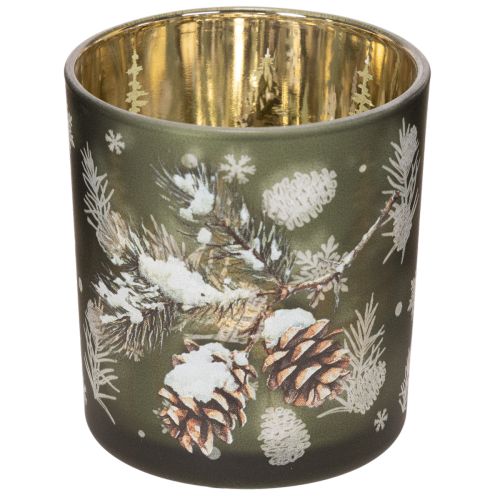 Porte-bougie chauffe-plat en verre avec branche de sapin d'hiver, 8 cm, lot de 2 acheter | Floristik24.be