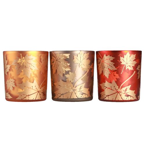 Article Lanterne en feuilles de verre marron champagne Ø7,5cm 6 pcs