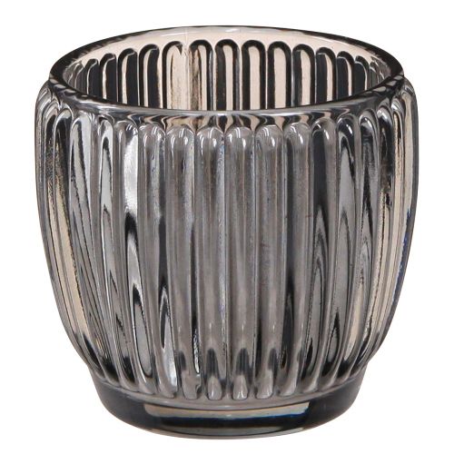 Lanterne en verre gris automne hiver Ø7cm H7cm 6 pcs