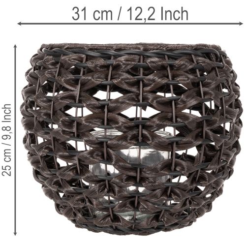 Porte-bougie chauffe-plat tressé, noir et marron, décoration estivale, Ø 31 cm H 25 cm | Floristik24.be