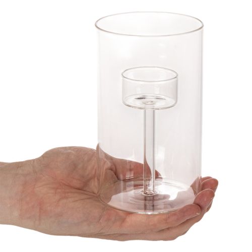 Bougeoir en verre avec insert pour bougies piliers 15 cm (lot de 2) | Floristik24.be