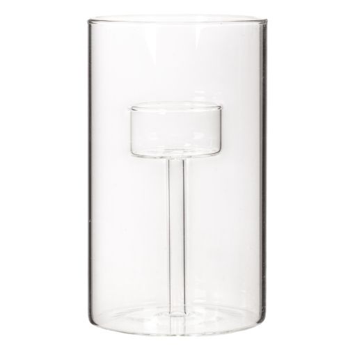 Bougeoir en verre avec insert pour bougies piliers 15 cm (lot de 2) | Floristik24.be