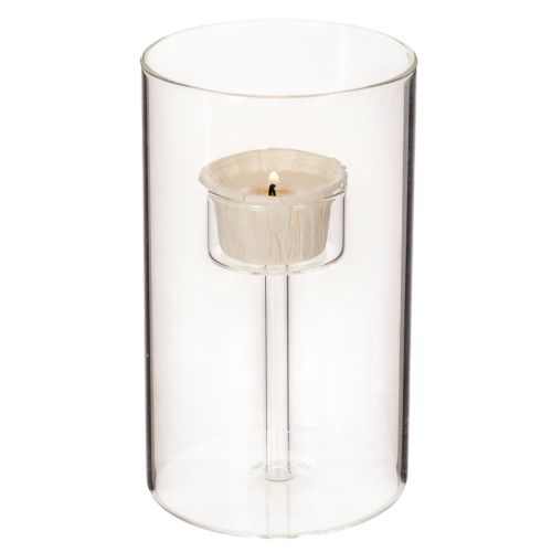 Bougeoir en verre avec insert pour bougies piliers 15 cm (lot de 2) | Floristik24.be