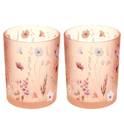 Article Lanterne décorative en verre à motif floral pour une touche d'élégance dans votre intérieur, 12,5 cm, lot de 2