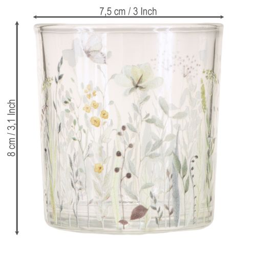 Article Photophores en verre à motif floral pour une ambiance romantique, lanternes décoratives pour le salon, 8 cm, lot de 4
