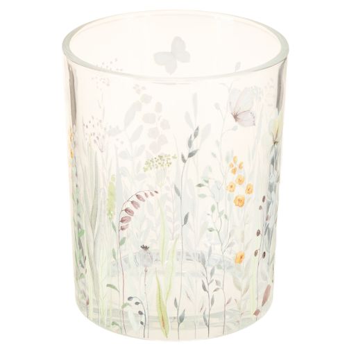 Lanterne décorative en verre à motif de papillons dans une prairie, pour une touche d&#39;élégance dans votre intérieur, 18 cm, lot de 2