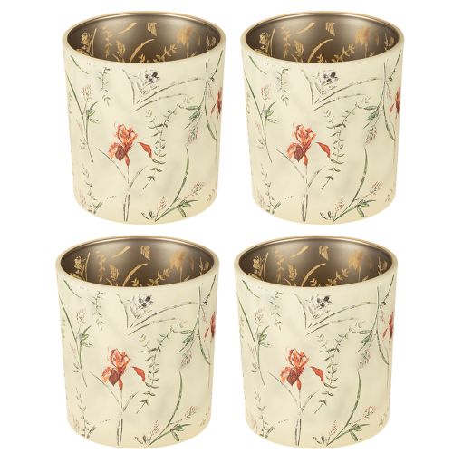 Article Lanterne décorative en verre à motif floral pour une ambiance chaleureuse à la maison, 8 cm, lot de 4.