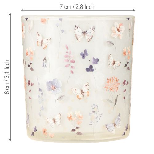 Article Lanterne décorative en verre avec motif papillon, 8 cm, lot de 4, pour une touche d&#39;élégance dans votre intérieur.