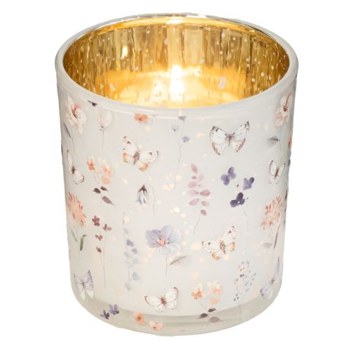 Article Lanterne décorative en verre avec motif papillon, 8 cm, lot de 4, pour une touche d'élégance dans votre intérieur.