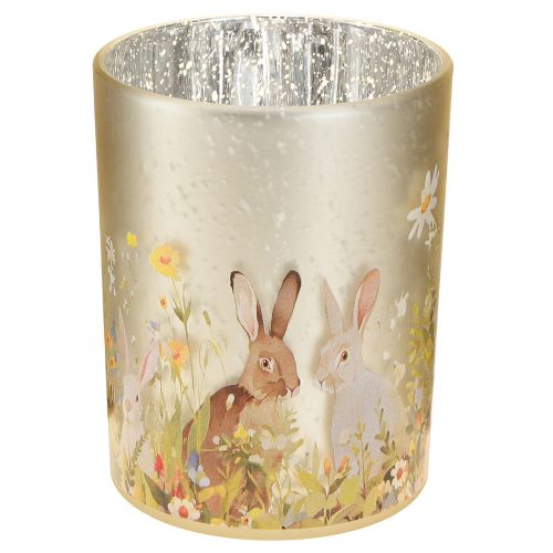 Floristik24 Lanterne décorative en verre avec motif de lapin de Pâques pour une touche printanière à la maison, 12,5 cm, lot de 2.