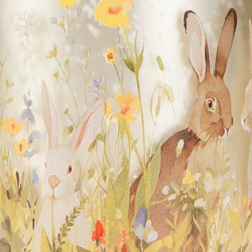 Article Lanterne décorative en verre avec motif de lapin de Pâques pour une touche printanière à la maison, 12,5 cm, lot de 2.