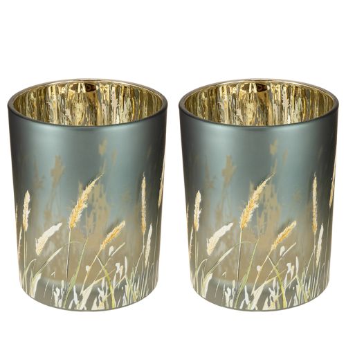 Article Lanterne décorative élégante à motif d'herbe pour une touche chaleureuse dans votre intérieur, 12,5 cm, lot de 2.