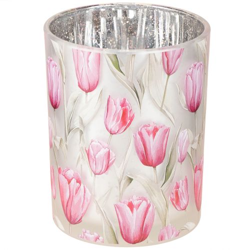 Lanterne élégante à motif de tulipe pour une décoration printanière d&#39;ambiance, 12,5 cm, 2 pièces.