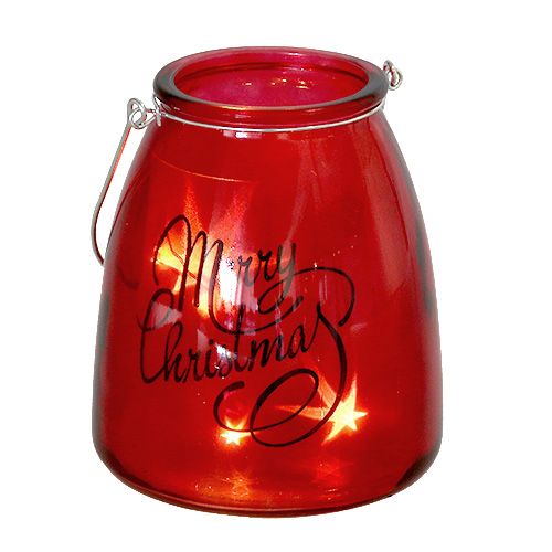 Floristik24 Lanterne avec éclairage Rouge Ø12cm H14,5cm
