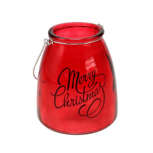 Floristik24 Lanterne avec éclairage Rouge Ø12cm H14,5cm