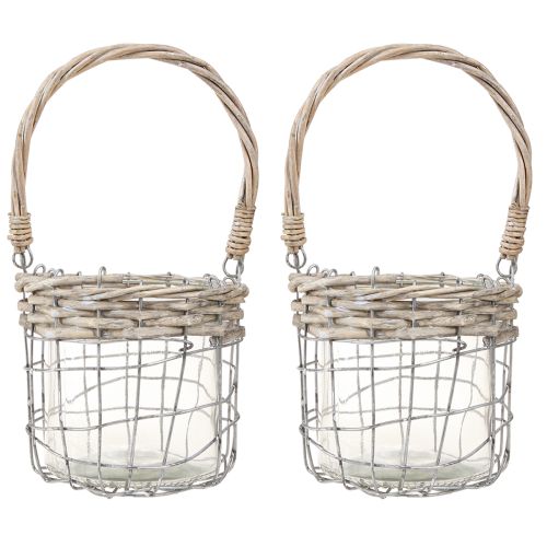 Article Lanterne à suspendre verre métal saule Ø14,5cm 2pcs