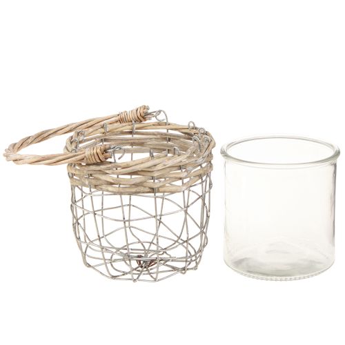Article Lanterne à suspendre verre métal saule Ø14,5cm 2pcs