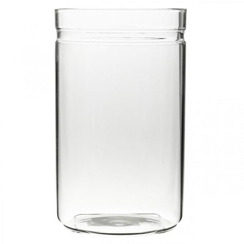 Article Vase fleuri, cylindre en verre, vase en verre rond Ø10cm H16.5cm