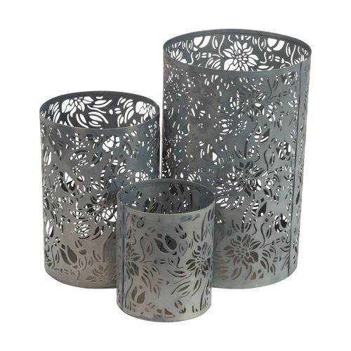 Floristik24 Lanterne décoration métal jardin gris H10/15/20cm lot de 3