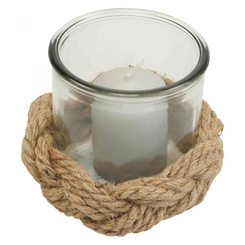 Floristik24 Lanterne verre fibre naturelle chanvre tressé Ø13cm H10cm