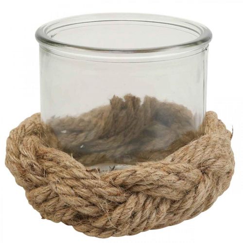 Floristik24 Lanterne verre fibre naturelle chanvre tressé Ø13cm H10cm