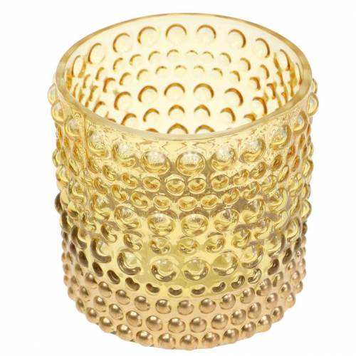 Lanterne en verre jaune, or Ø8,5cm H8cm 4pcs