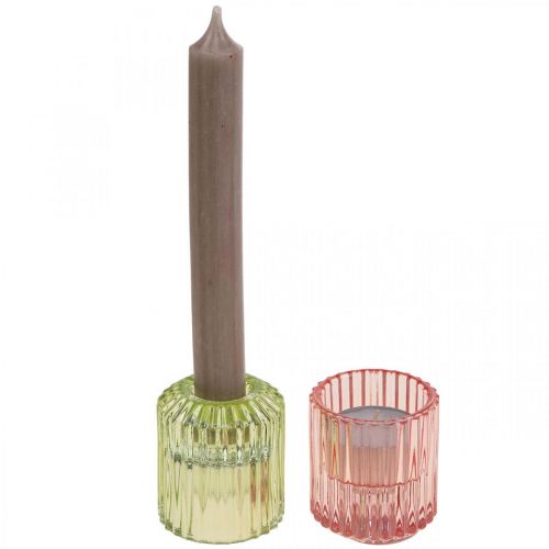 Article Lanterne en verre nervuré photophore Ø5.5cm H6cm 4pcs