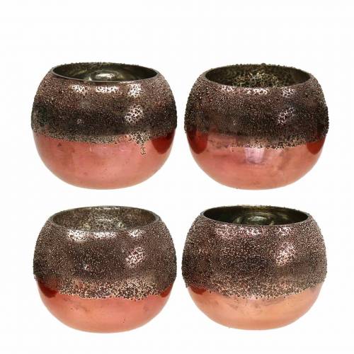 Lanterne verre cuivre Ø8,5cm H6,5cm 4pcs