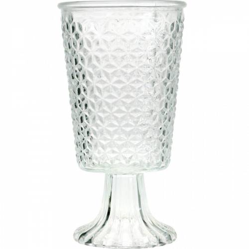 Lanterne en verre avec socle clair Ø10cm H18.5cm décoration de table | Floristik24.be
