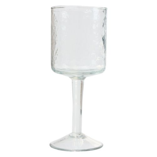 Floristik24 Lanterne en verre avec pied, photophore rond en verre Ø8cm H20cm