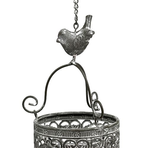Floristik24 Photophore gris à suspendre Ø 8,5 cm H. 8,5cm