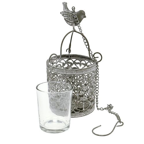 Floristik24 Photophore gris à suspendre Ø 8,5 cm H. 8,5cm