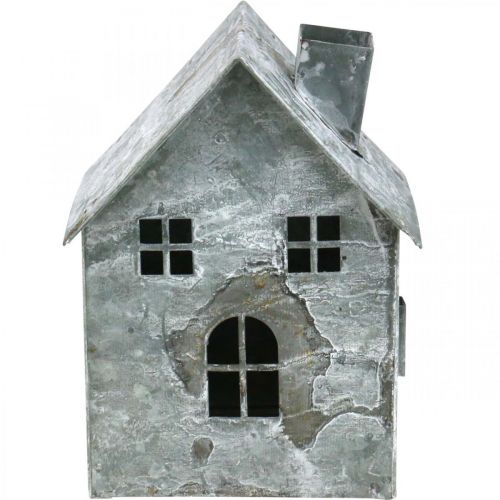 Floristik24 Lanterne maison en métal, shabby chic, décoration de Noël, blanchie à la chaux, aspect antique H14,5cm