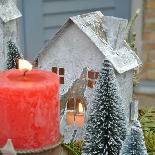 Floristik24 Lanterne maison en métal, shabby chic, décoration de Noël, blanchie à la chaux, aspect antique H14,5cm