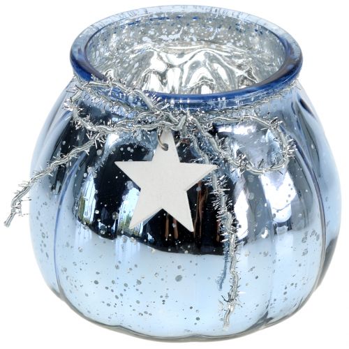 Floristik24 Lanterne bleu clair avec lumière LED Ø11cm H10cm