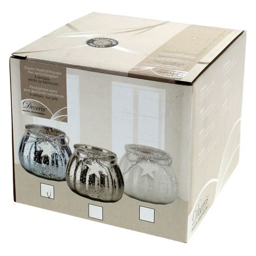 Floristik24 Lanterne bleu clair avec lumière LED Ø11cm H10cm