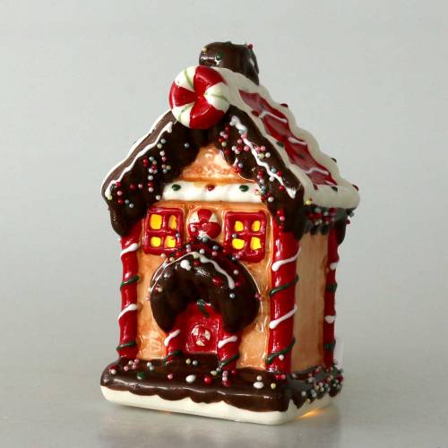 Floristik24 Lanterne Knusperhaus Bisquit, marron H16cm