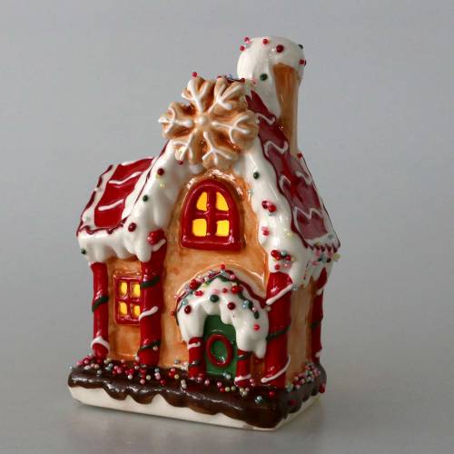 Floristik24 Lanterne Knusperhaus Bisquit, blanc H16cm
