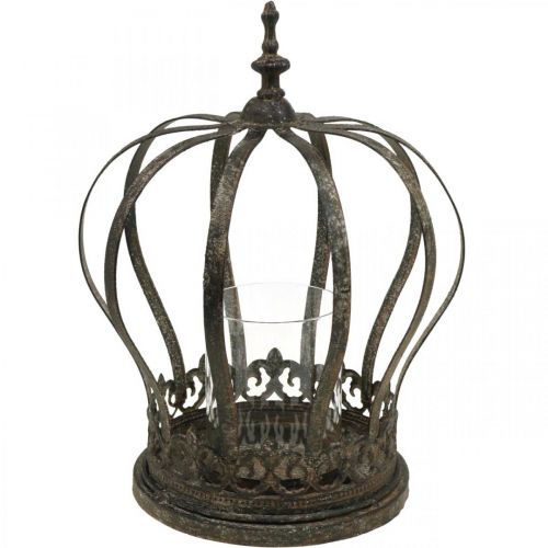Floristik24 Couronne en forme de lanterne, décoration bougie, couronne métal aspect antique H28cm Ø21cm